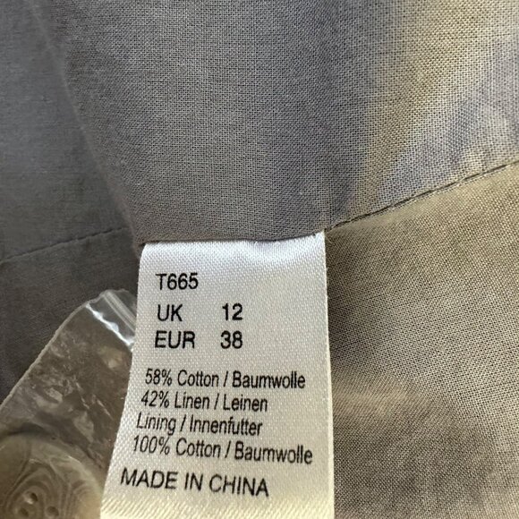 Wrap London Linen Cotton A-Line Trench Coat Size 38 EU/US 8 Gray Classic Preppy - Picture 7 of 15